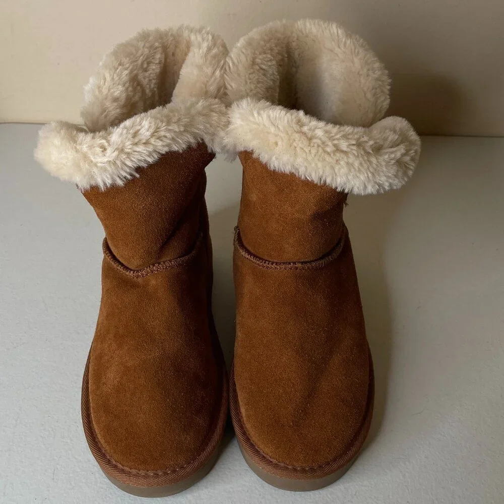 Macy's Style & Co Brown Suede Leather Faux Fur Lined Boots Size 7